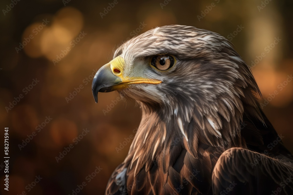 Face profile of a Black Kite (Milvus migrans). Generative AI Face profile of a Black Kite (Milvus migrans). Generative AI