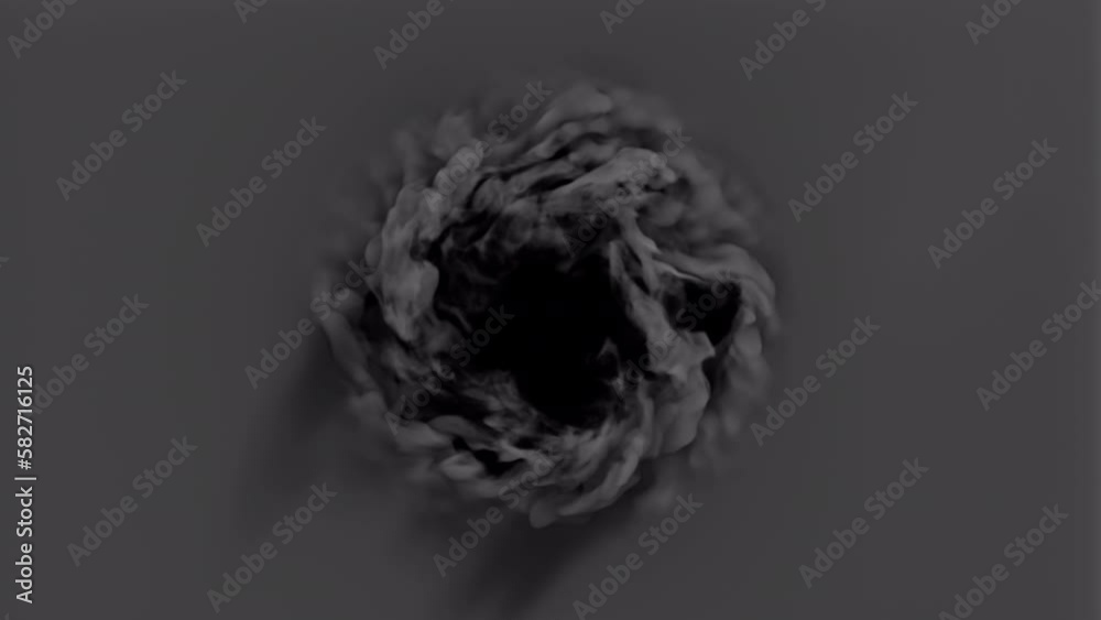 White smoke blowing swirling transition reveal from center on alpha background