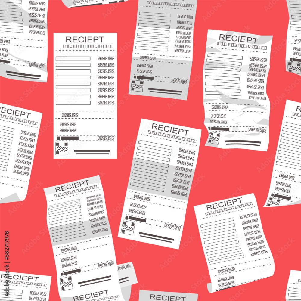 Fototapeta premium Receipt vector cartoon seamless pattern background for wallpaper, wrapping, packing, and backdrop.