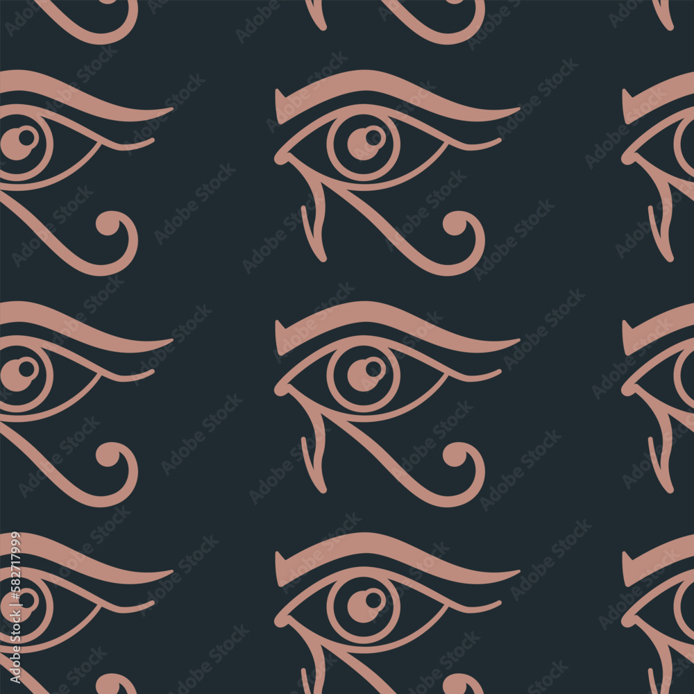 Obraz premium Eye of Horus vector cartoon seamless pattern background for wallpaper, wrapping, packing, and backdrop.