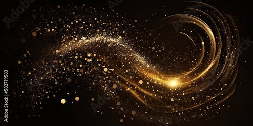 Wallpaper Mural Gold glitter spiral Black Background, generative ai Torontodigital.ca