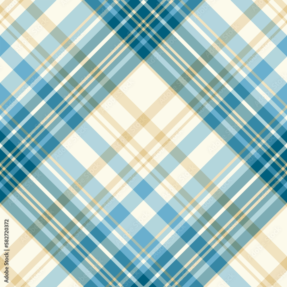 Seamless pattern in pretty blue and beige colors for plaid, fabric, textile, clothes, tablecloth and other things. Vector image. 2
