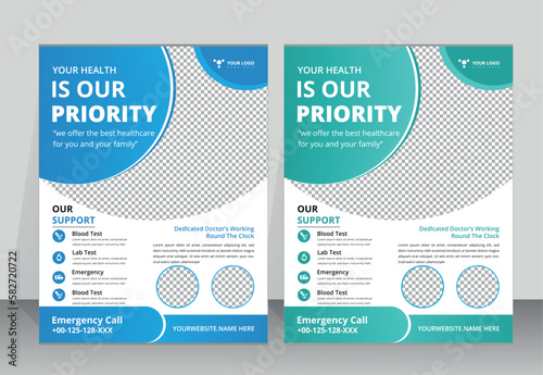 Healthcare cover a4 template design and flat icons for a report and medical brochure design, flyer, leaflets decoration for printing and presentation vector. for web banner ads.