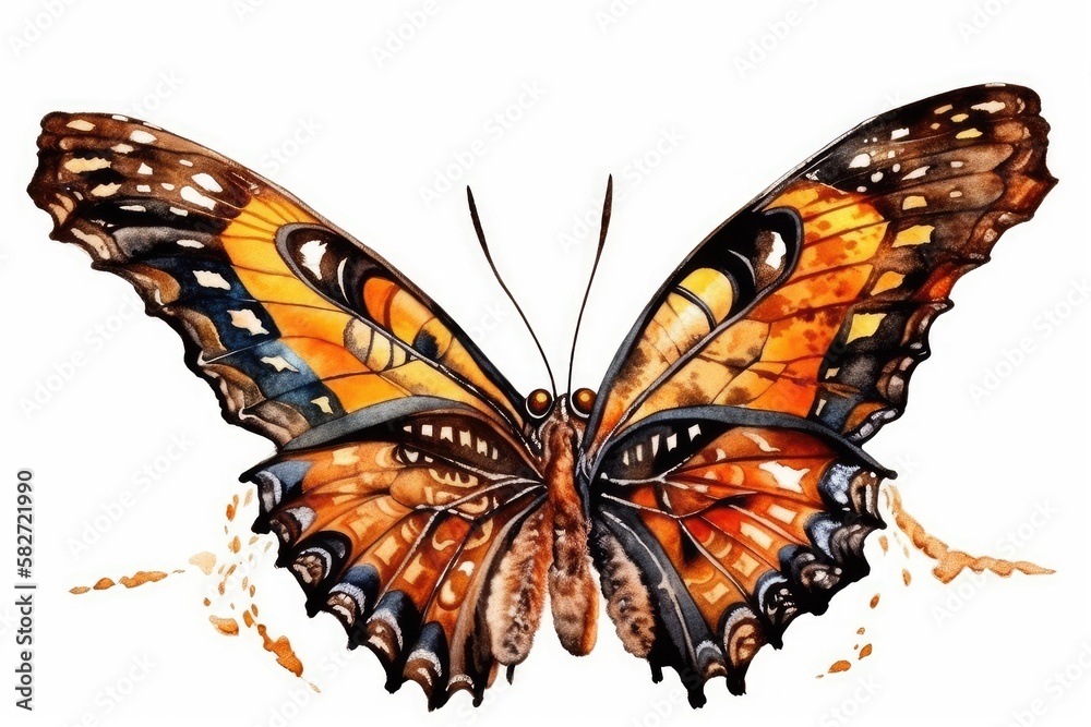 Fototapeta premium Colorful watercolor butterfly isolated on white background
