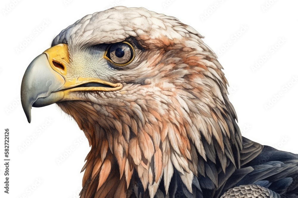 Fototapeta premium Bald eagle head isolated on white background
