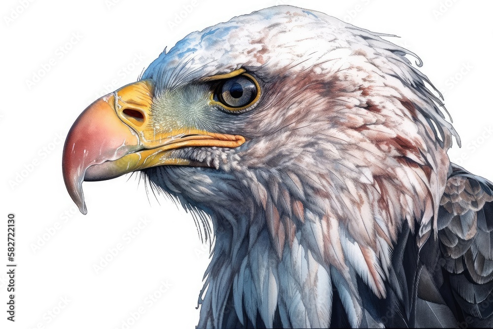 Fototapeta premium Bald eagle head isolated on white background