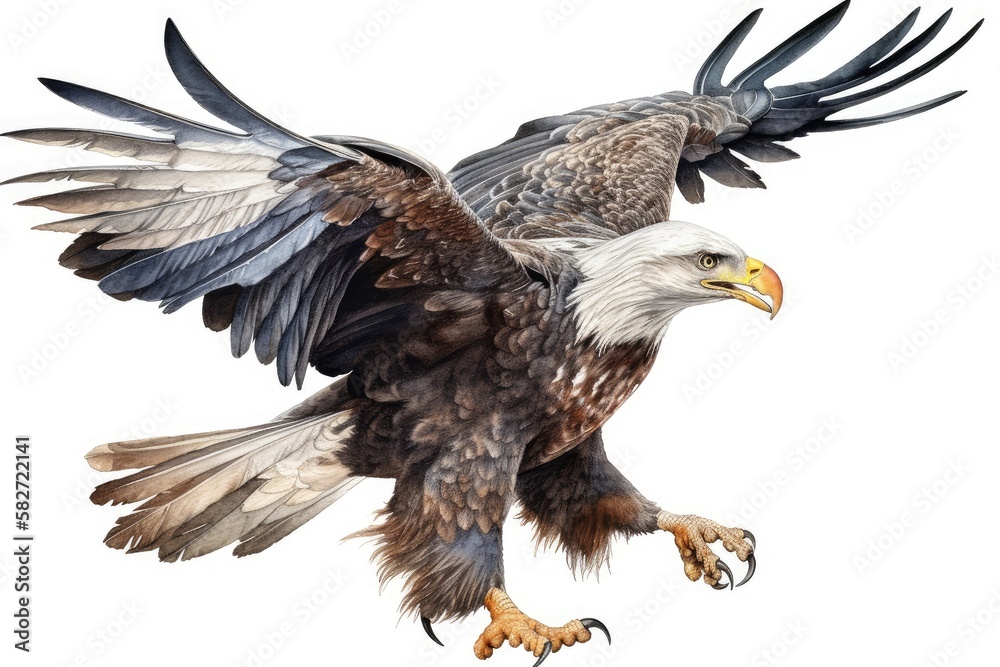 Obraz premium Bald eagle in action isolated on white background