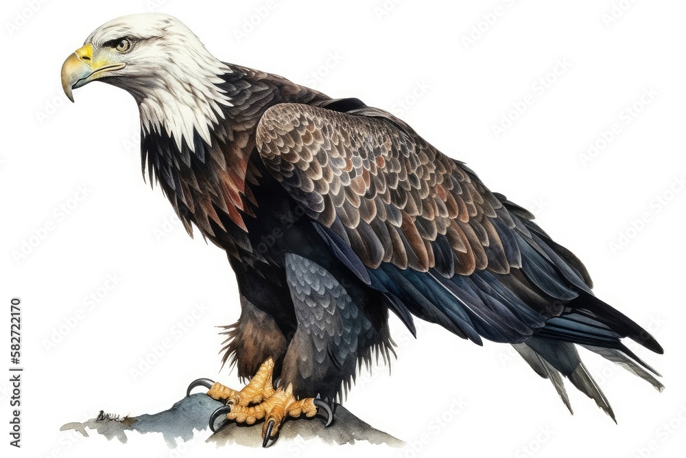 Obraz premium Bald eagle in the wild isolated on white background
