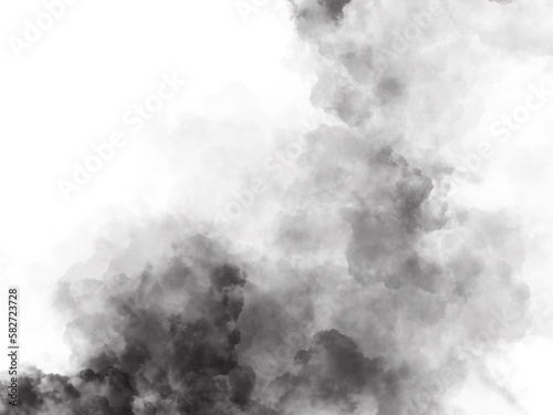 Black smoke on a transparent background, used for various graphic elements or photo editing.