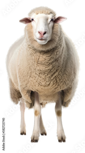 sheep standing   isolated on transparent background cutout   generative ai