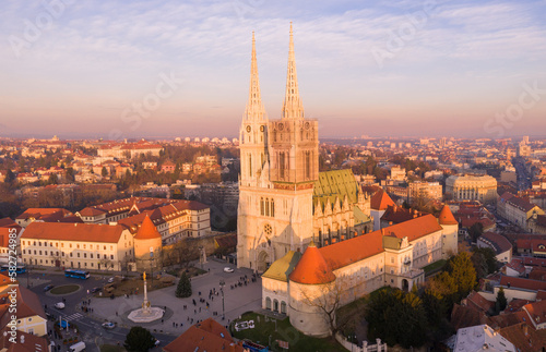 Zagreb Cathedral in Croatia. It is on the Kaptol  is a Roman Catholic institution and the tallest building in Croatia. Sacral building in Gothic style