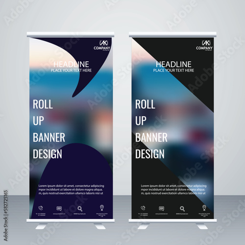 Roll-up Banner Template Design: Eye-catching and versatile design for promotional displays. Combines captivating visuals, essential information, and branding elements to effectively convey your messa photo
