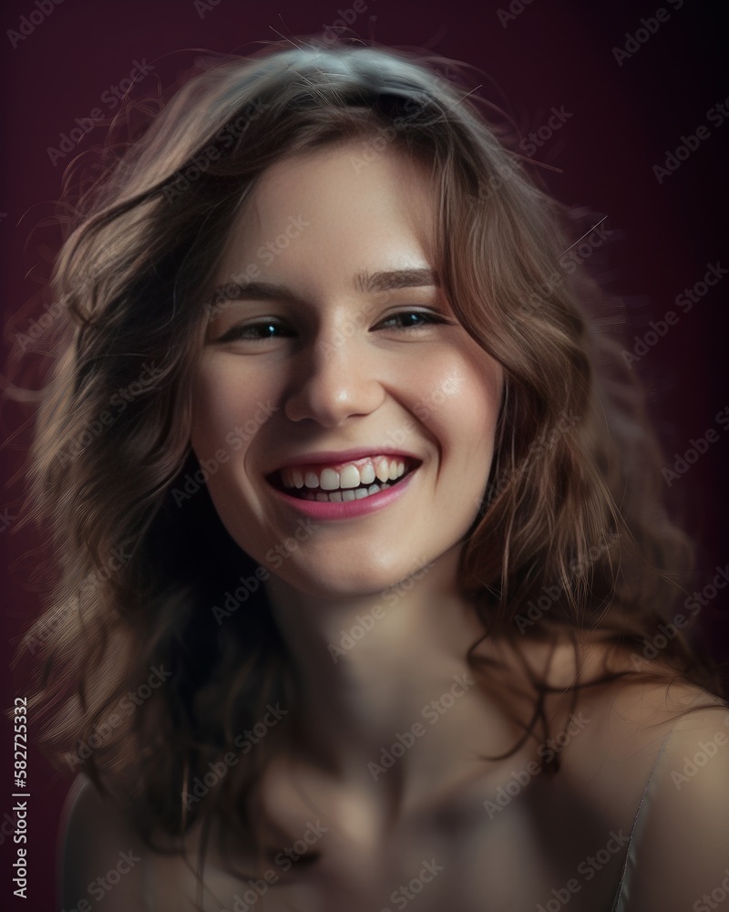 Portrait shot of a happy girl - made with generative AI tools Portrait shot of a happy girl - made with generative AI tools
