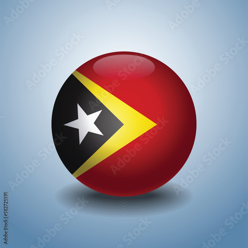 Free Download East Timor flag. Round glossy. Isolated on color gradient background - GFXLoad