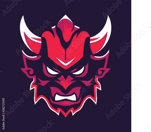 Red demon e sport logo vector illustration