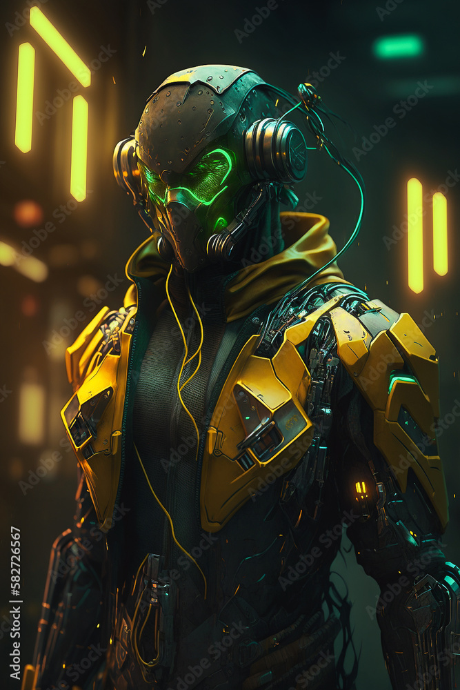 Digital artwork of sci-fi cyberpunk character 