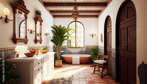 Mediterranean-Inspired Bathroom Warm and Inviting Generative Ai