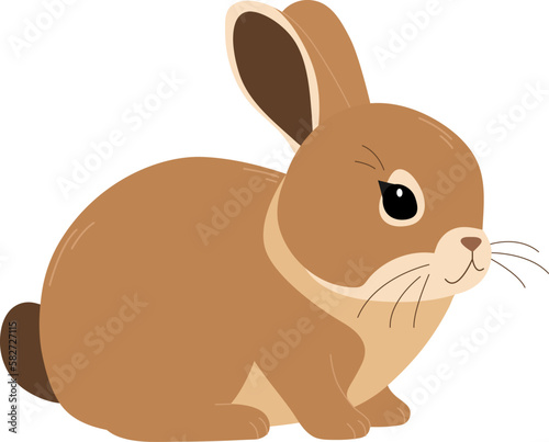 Cute beige rabbit isolated on white background. Vector flat illustration