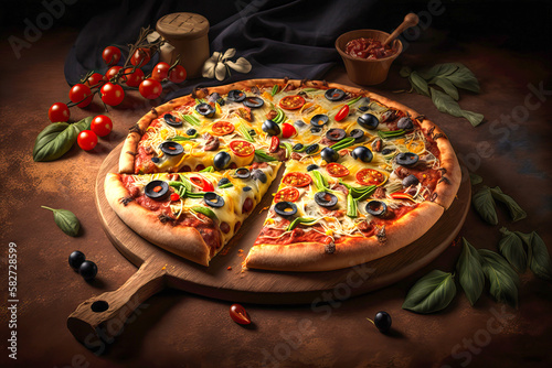 Frische Pizza, ki generated photo