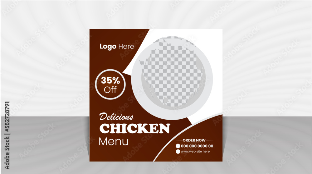 Fototapeta premium Editable Pizza social media post template Design, Junk Food, Burger, Chicken, Restaurant Flyer Template Design. Food Social Media Post Template