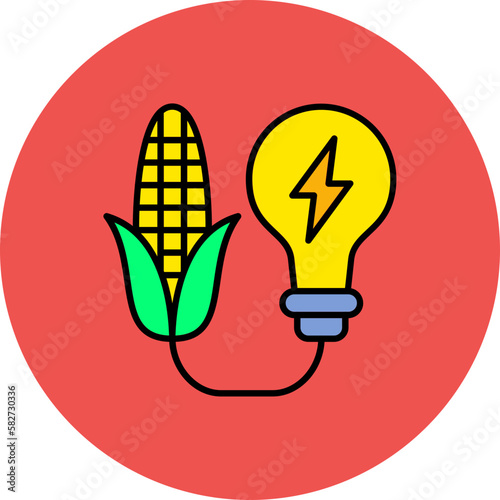 Biomass Energy Multicolor Circle Filled Line Icon