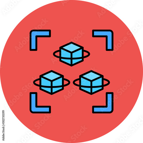 Cubes Multicolor Circle Filled Line Icon