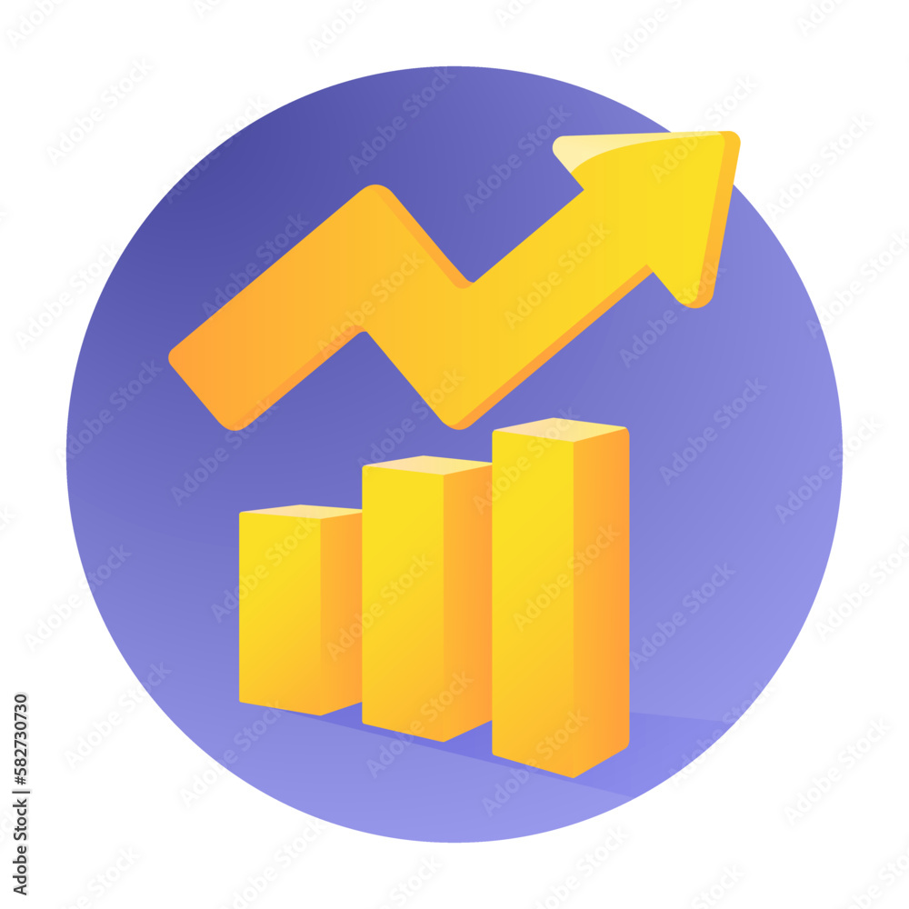 The bright graph is growing up. Cartoon vector illustration on the dark background. The bright graph is growing up. Cartoon vector illustration on the dark background.