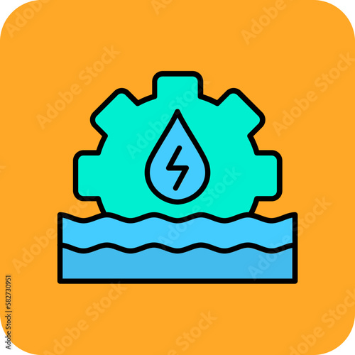 Hydro Power Multicolor Round Corner Filled Line Icon