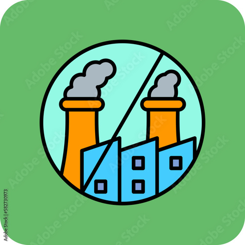 Zero Emission Multicolor Round Corner Filled Line Icon
