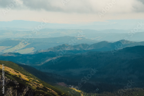 Nature scenery, high Tatras and valleys of Poland, clouds over mountains