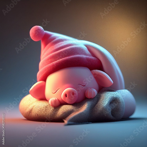baby kawaii piglet sleeping