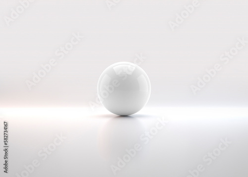 White sphere with shadow. Ball. 3D render © Retouch man