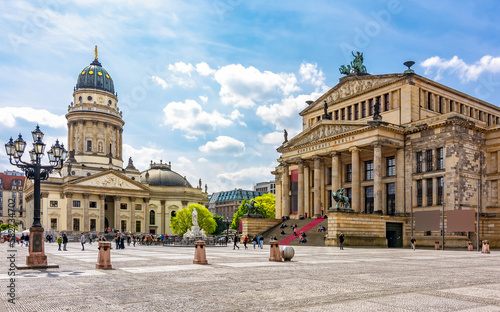 Concert Hall (Konzerthaus) and New Church (Deutscher Dom or Neue Kirche) on Gendarmenmarkt square, Berlin, Germany