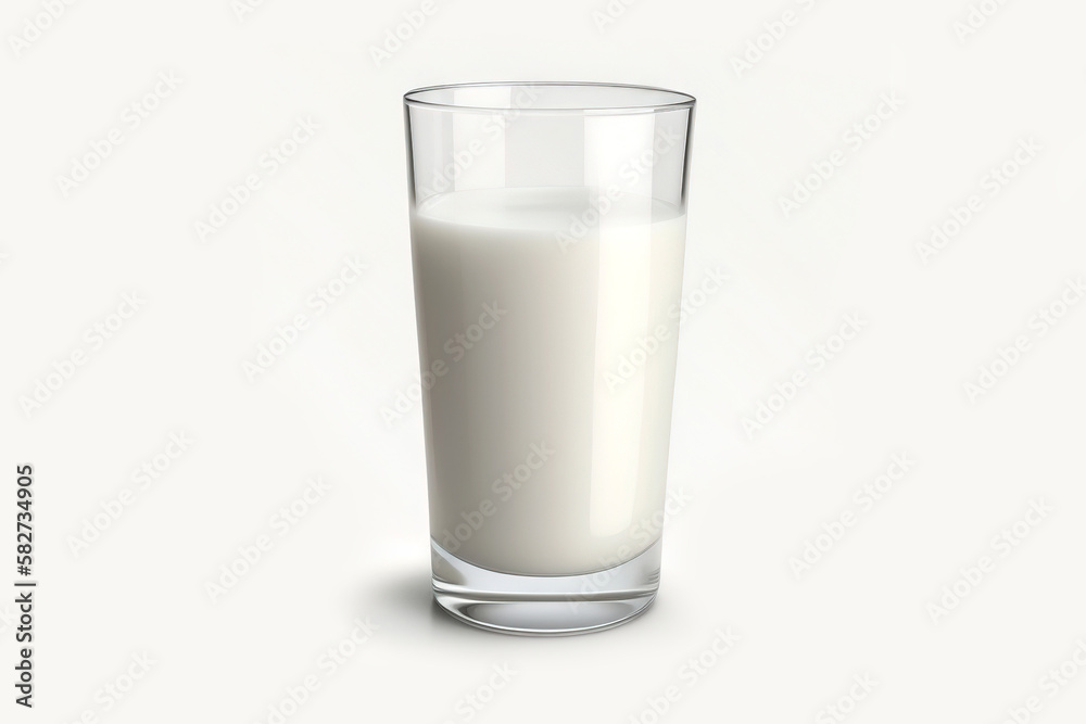 glass of milk on white background. Generated by AI glass of milk on white background. Generated by AI