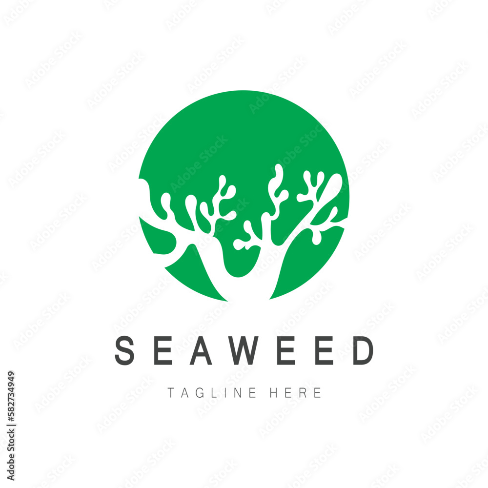Fototapeta premium Seaweed vector logo icon illustration design.includes seafood,natural products,florist,ecology,wellness,spa.