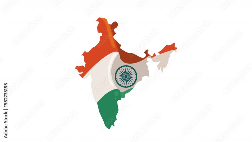 india flag in map animation