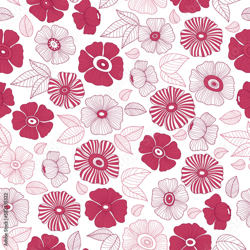 Retro seamless pattern. linear groovy flower