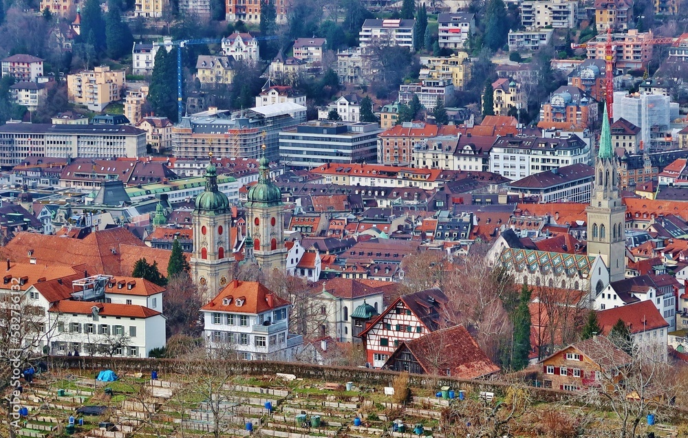 St. Gallen, Ostschweiz, Blick von oben