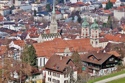 St. Gallen, Ostschweiz, Blick auf Stadt und Kathedrale