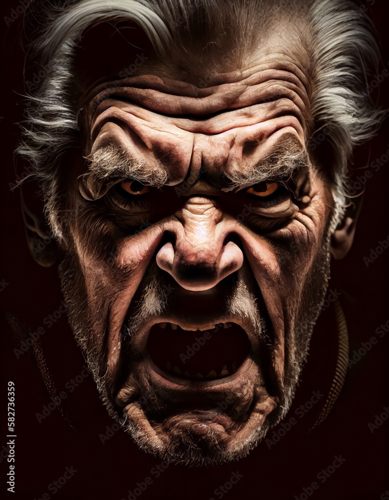 Angry old people - portrait view - made with generative AI tools