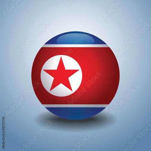 Free Download North Korea flag. Round glossy. Isolated on color gradient background - GFXLoad
