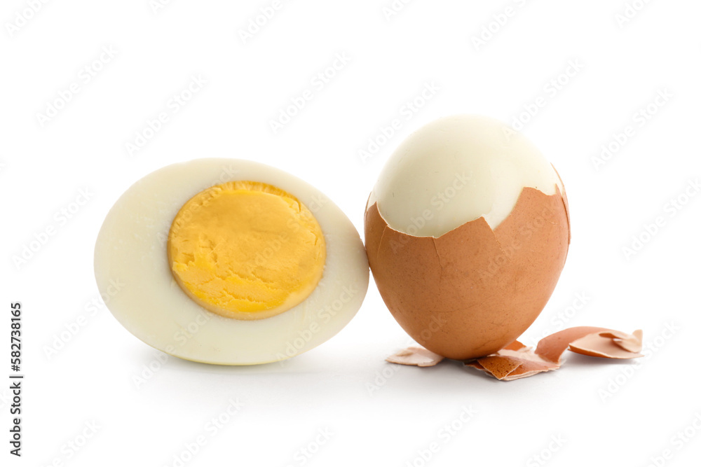 Delicious boiled eggs isolated on white background Delicious boiled eggs isolated on white background