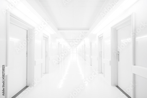 Empty bright hallway in modern building a modern empty white corridor hallway for background  3d illustration