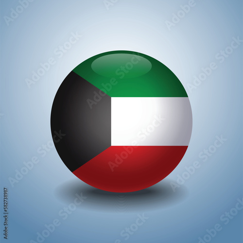 Free Download Kuwait flag. Round glossy. Isolated on color gradient background - GFXLoad