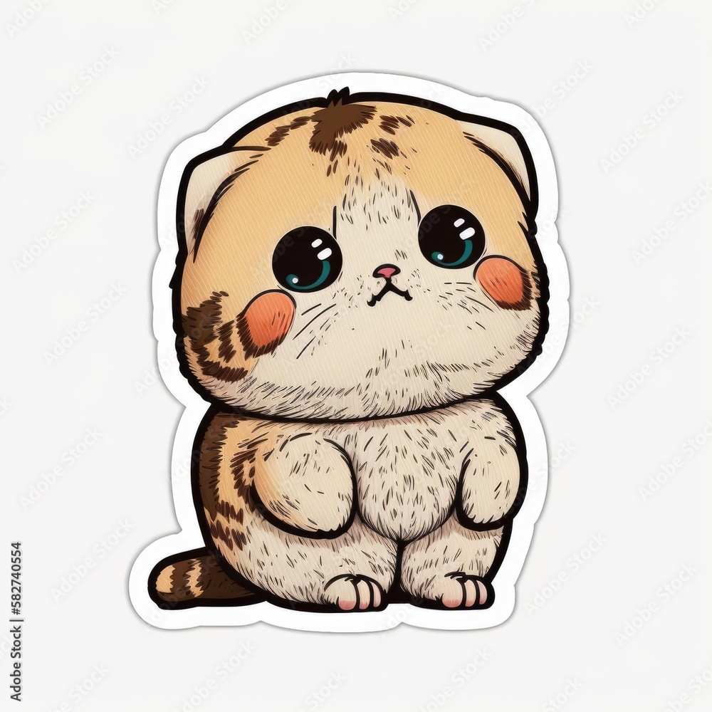 Obraz premium Cute Scottish Fold Kitten on White Background
