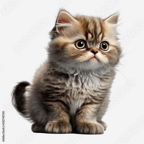 Adorable Baby Persian Cat on White Background