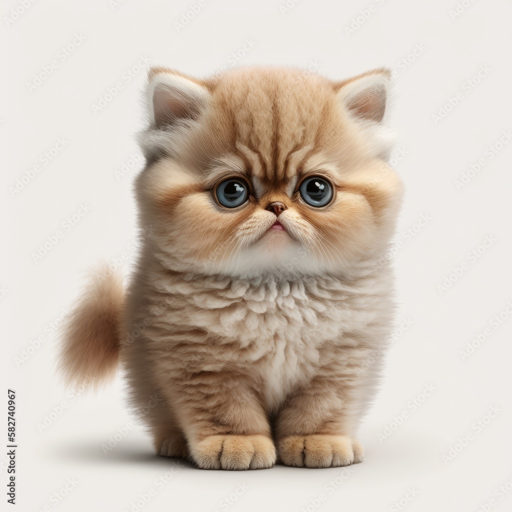 Cute Baby Exotic Shorthair on White Background