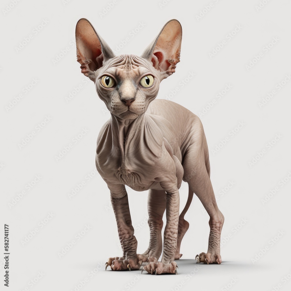 Adorable Baby Sphynx Cat on White Background