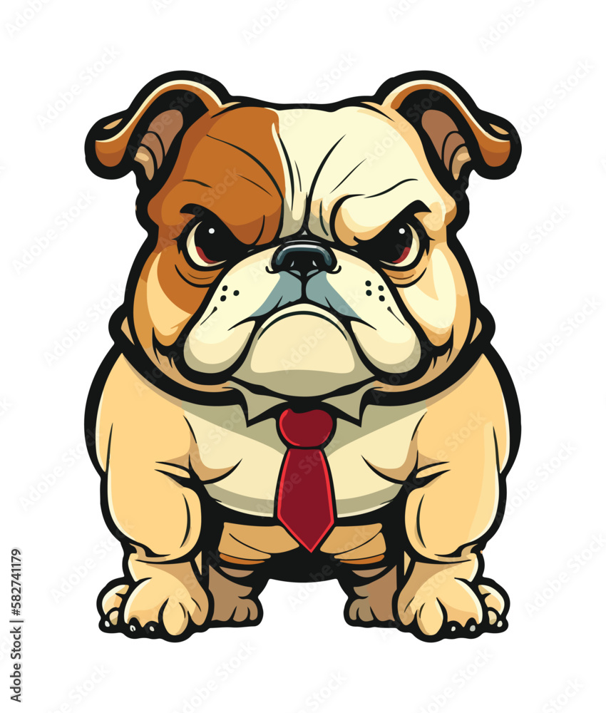 A cartoon dog with a red tie and a red tie