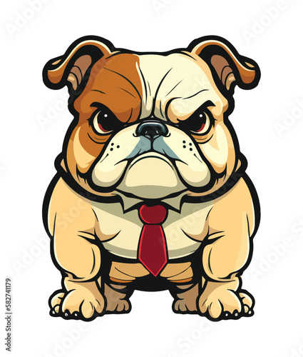 A cartoon dog with a red tie and a red tie